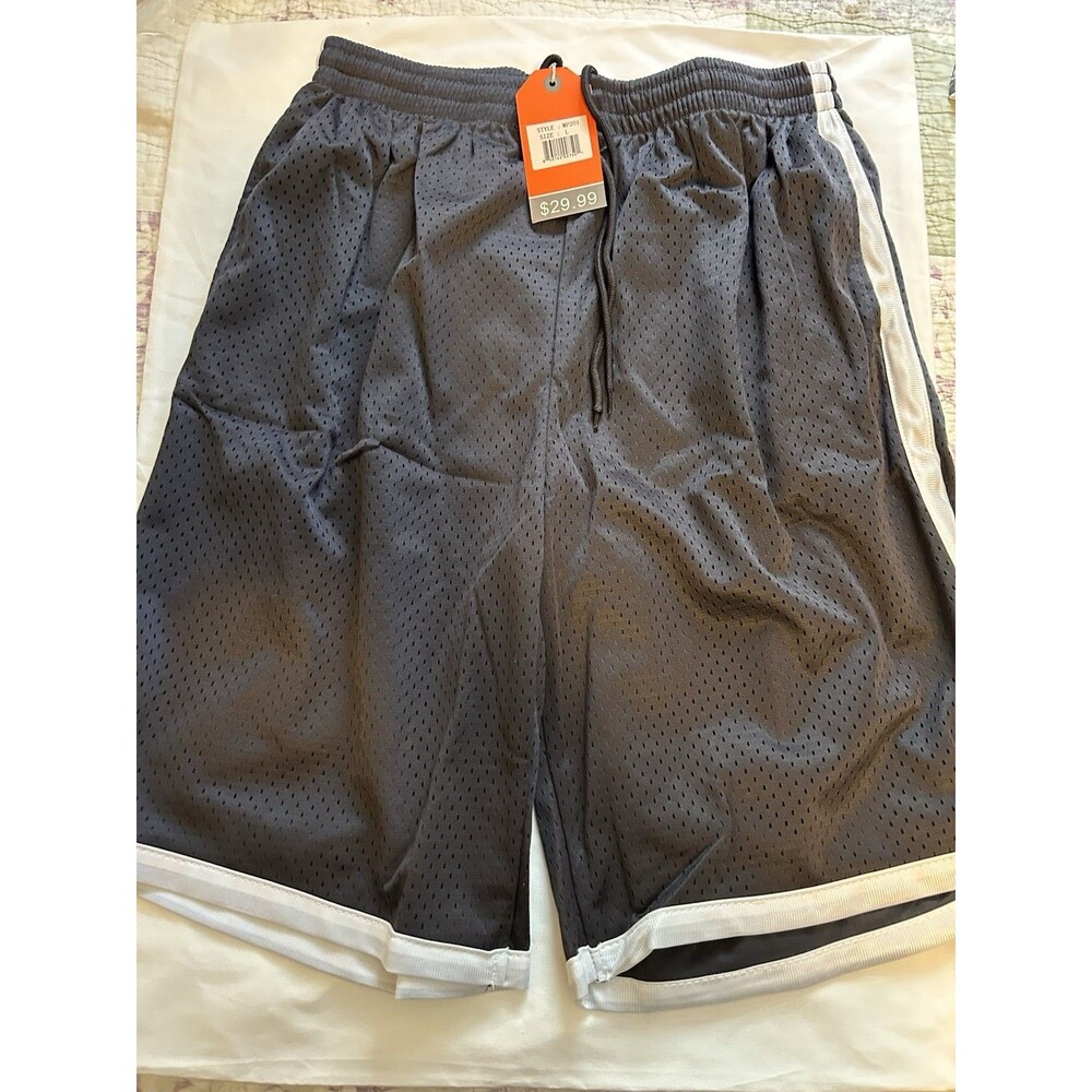 Performance Sports Men's Size L Mesh Basketball Shorts Black/White Drawstring